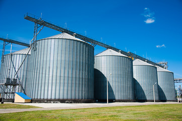 Steel grain silos used to store grain