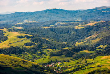 Fototapeta na wymiar aerial view on the carpathian village