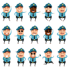 Set of flat police men icons