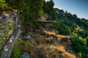Lerma, Piedmont, Italy - The marked path of the Ricetto