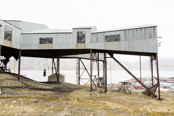 Old cable car for coal transportation in Longyearbyen, Spitsbergen, Svalbard, Norway