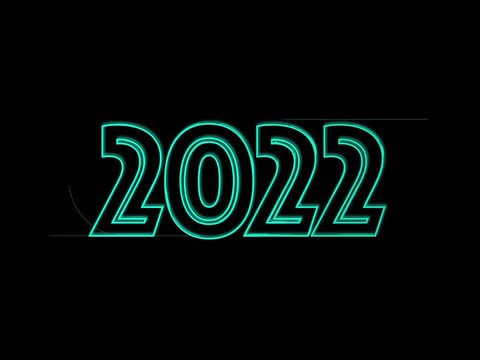 Jahreszahl 2022 in Petrol auf Schwarz geschrieben-Animiert