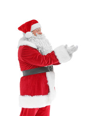 Authentic Santa Claus standing on white background