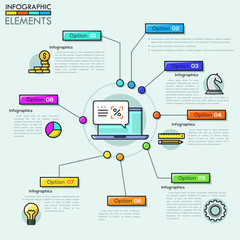 Vector Company infographic overview design template in thin line style