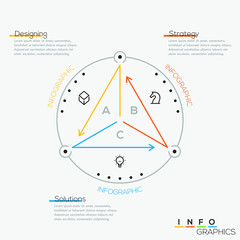 Thin line minimal arrow business cycle template.