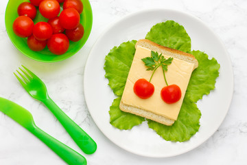 Food art idea for kids cheese cherry tomatoes sandwich