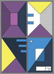 Posters with abstract forms, geometric style 80's, memphis. Retro-art for covers, banners, flyers and posters