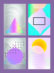 Posters with abstract forms, geometric style 80's, memphis. Retro-art for covers, banners, flyers and posters