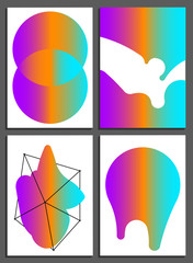 Posters with abstract forms, geometric style 80's, memphis. Retro-art for covers, banners, flyers and posters