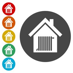 Radiator in house icons set - vector Illustration 