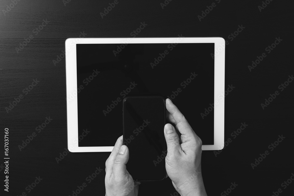 Poster cyber security internet and networking concept.businessman hand working with vr screen padlock icon 