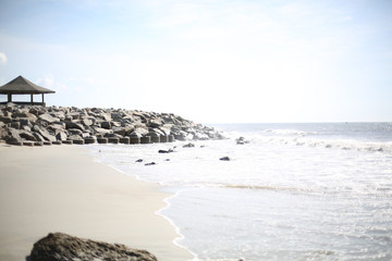 Rocky Beach Landscape at Fort Fisher Beach in North Carolina