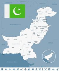 Obraz premium Pakistan - map and flag illustration