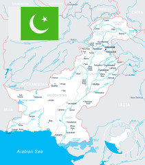 Fototapeta premium Pakistan - map and flag illustration