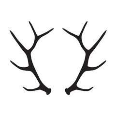 Naklejka premium black silhouette of deer antlers- vector illustration