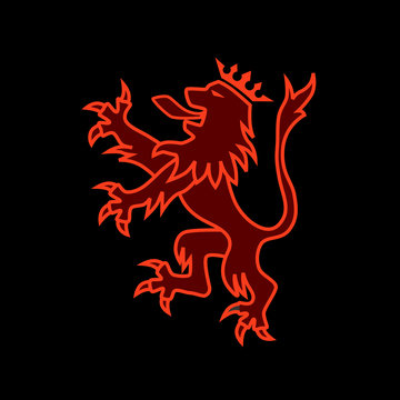 Heraldic Victorian Emblem with Lion