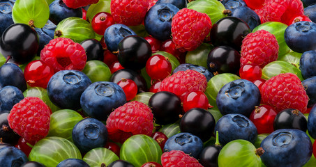 Berries colorful assorted background.