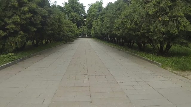 The passage of the camera through the aisle