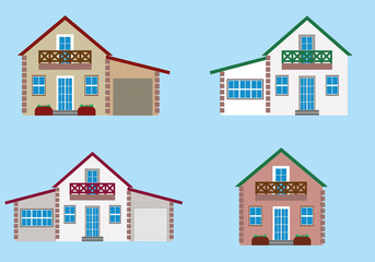 Colorful residential house set