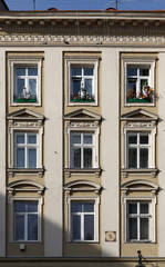 Fototapeta na wymiar windows of reconstructed building