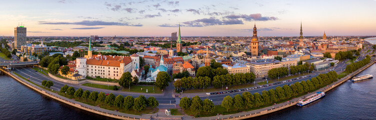 Beautiful Riga old town panoramic view from above