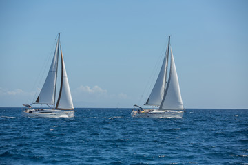 Fototapeta na wymiar Boats in sailing regatta. Sailing. Luxury yachts.