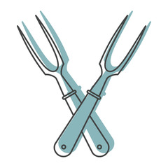 Crossing grill forks in doodle style