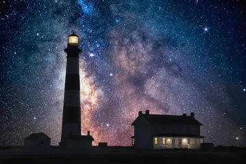 Dekokissen Milkyway Core über Lighthouse, Outer Banks North Carolina © aheflin