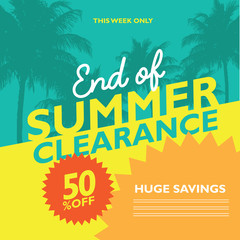 End of Summer Sale background template with fun pool floats. EPS 10 vector.