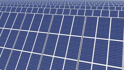 Solar panels,green free energy.3D rendering.