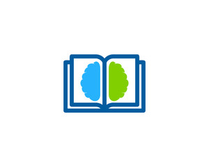 Book Brain Icon Logo Design Element