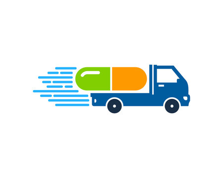 Medicine Delivery Icon Logo Design Element