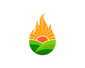 Fire Farm Icon Logo Design Element