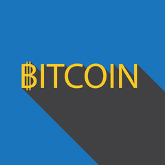 Bitcoin - icon sign symbol flat design with long shadow