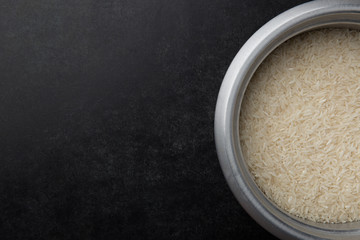 Rice in cooker pot