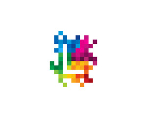 Letter L Pixel Color Mosaic Icon Logo Design Element