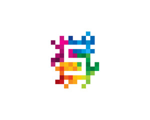 Obraz premium Letter S Pixel Color Mosaic Icon Logo Design Element