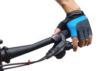      Closeup of bicycle brake lever isolated