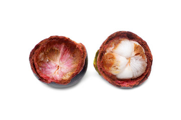 Rotten mangosteen isolated / Agricultural products damaged concept