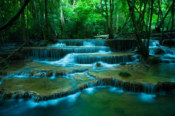 Printed kitchen splashbacks Waterfalls hauy mae kamin waterfalls in kanchaburi thailand