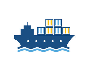 Obraz premium Ship Logistic Icon Logo Design Element