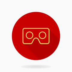 Fine icon with VR logo in circle. Flat design with long shadow. Virtual reality logo