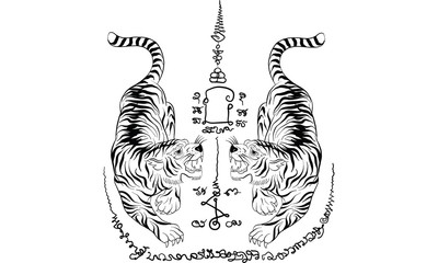 tiger in Thai traditional painting