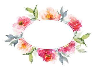 Greeting card with watercolor flowers handmade.