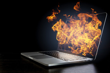 Laptop device damage. Mixed media