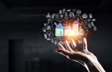 My city concept. Mixed media