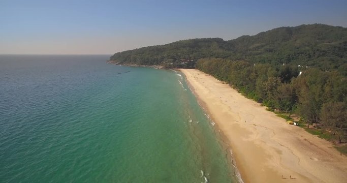 Descending Drone Shot Over Nai Thon Beach in Phuket, Thailand
