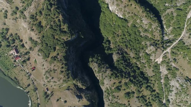 Aerial view of the narrow canyon Nevidio