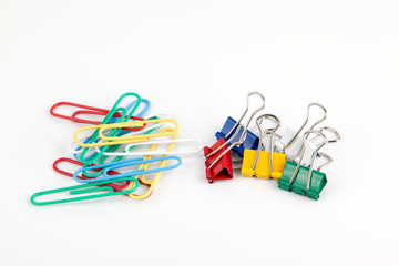 Colorful Paper clip isolated on white background.