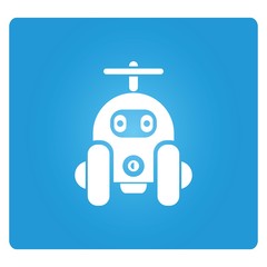 robot cartoon in blue background